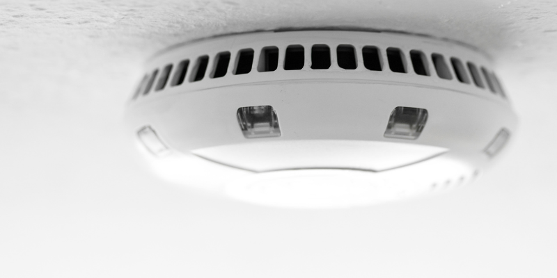 Smoke alarm installed on the ceiling